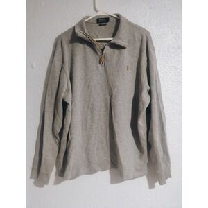 Polo Ralph Lauren Estate Rib Sweater Mens Gray Quarter Zip Pullover SZ XL Dope